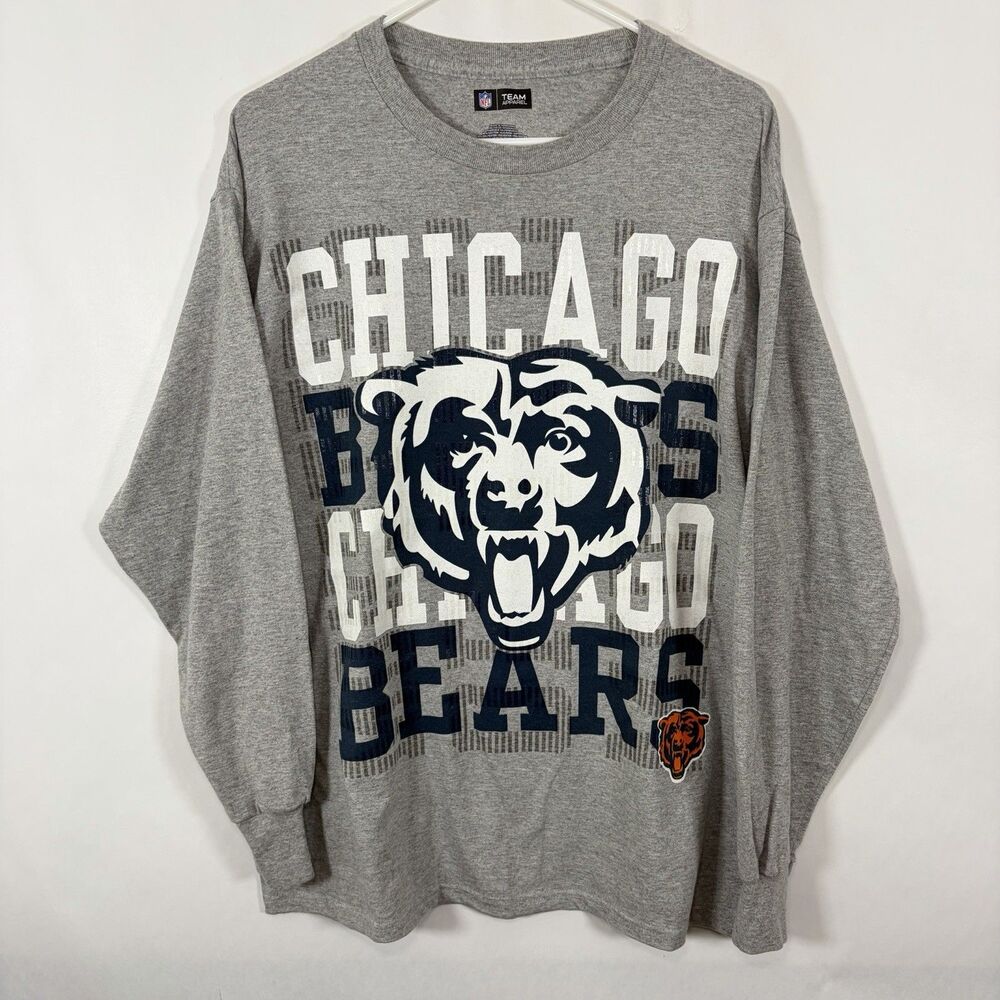 Chicago Bears Long Sleeve T Shirt Mens Size Large Gray NFL Team Apparel